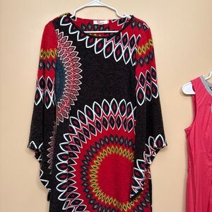 Aryeh Red & Black Long Sleeve Boho Tunic